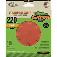 Gator 5 In. 8-Hole 220-Grit Hook & Loop Sanding Disc (15-Pack)