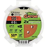 Gator 5 In. 8-Hole 120-Grit Hook & Loop Sanding Disc (50-Pack)