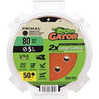 Gator 5 In. 8-Hole 80-Grit Hook & Loop Sanding Disc (50-Pack)