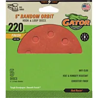 Gator 5 In. 8-Hole 220-Grit Hook & Loop Sanding Disc (5-Pack)