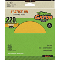 Gator 6 In. 220-Grit Aluminum Oxide Gold Stick-On Sanding Disc (25-Pack)
