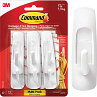Command Medium Utility Hook Value Pack, White, 6 Hooks, 12 Strips